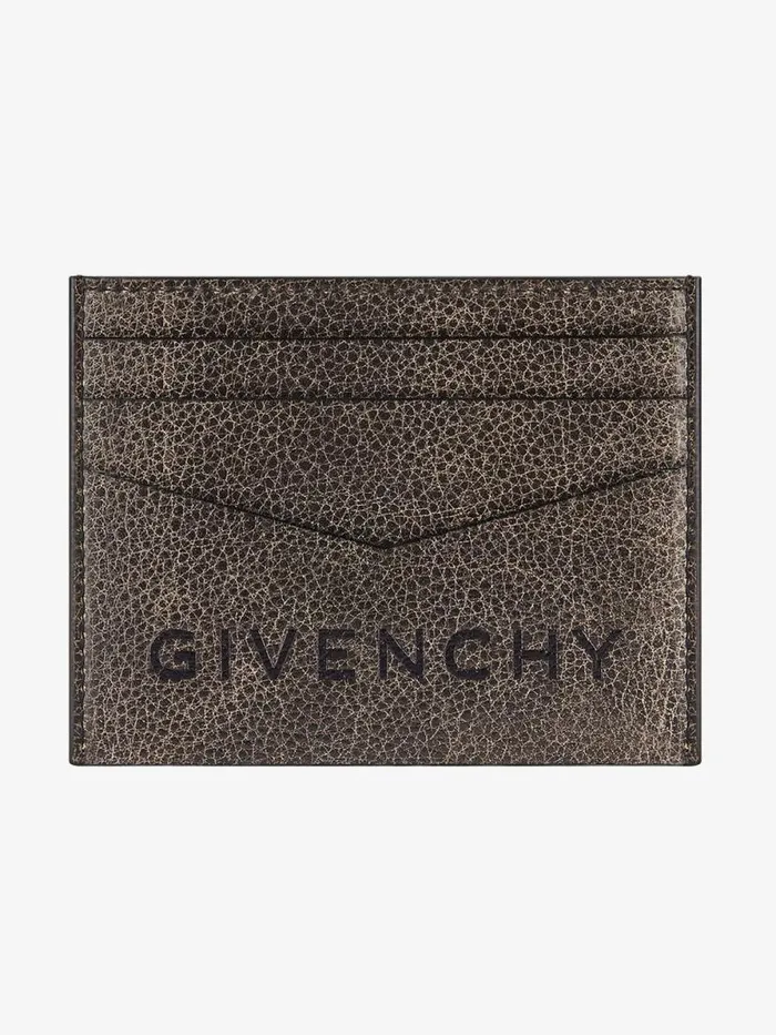 Card Holder In Crackled Leather Blackgrey Men Givenchy Wallets and Card Holders