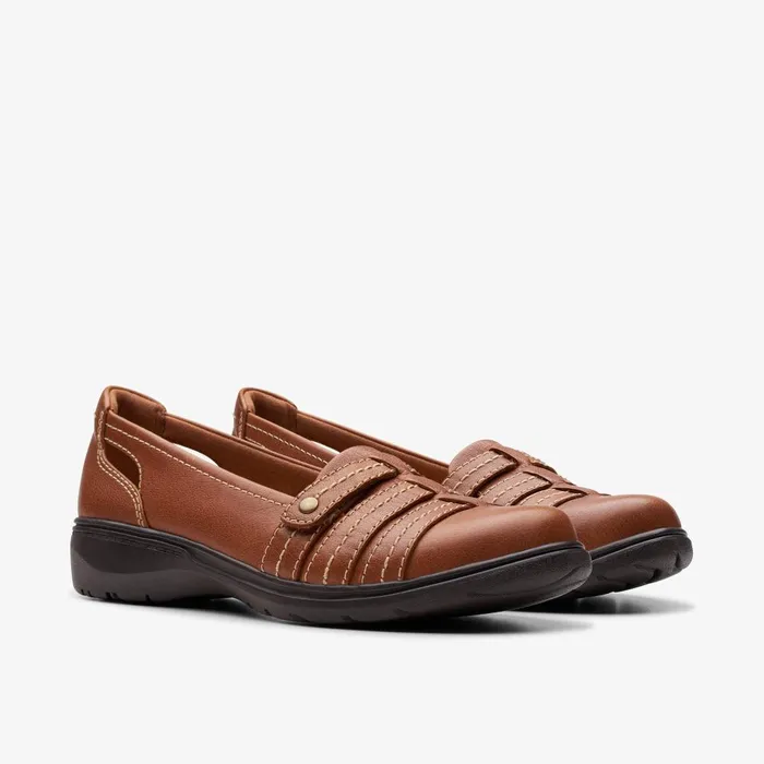 Carleigh Eliza Tan Leather Women Clarks Flats
