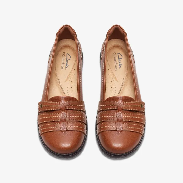 Carleigh Eliza Tan Leather Women Clarks Flats
