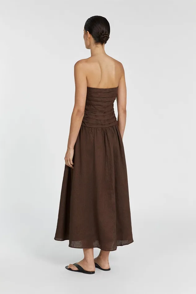 CATANIA BITTER CHOC LINEN MIDI DRES Women DISSH Midi Dresses