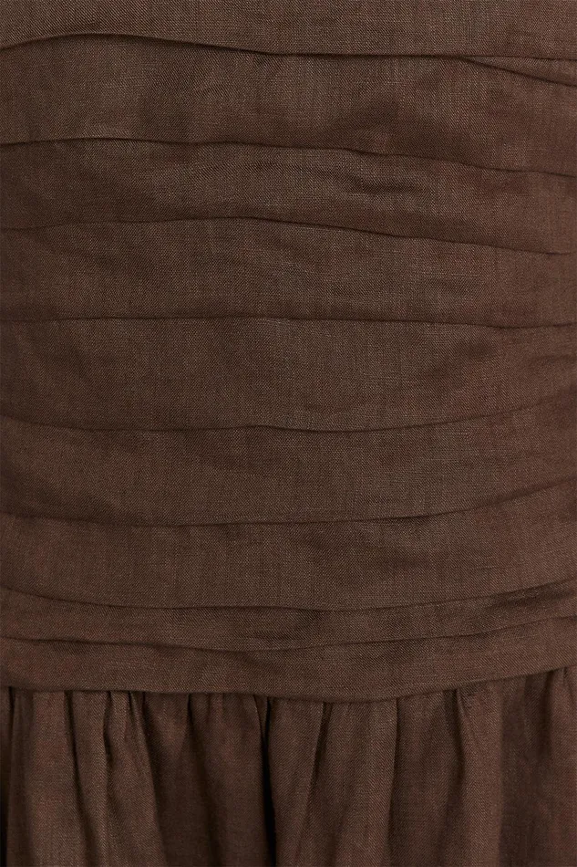 CATANIA BITTER CHOC LINEN MIDI DRES Women DISSH Midi Dresses