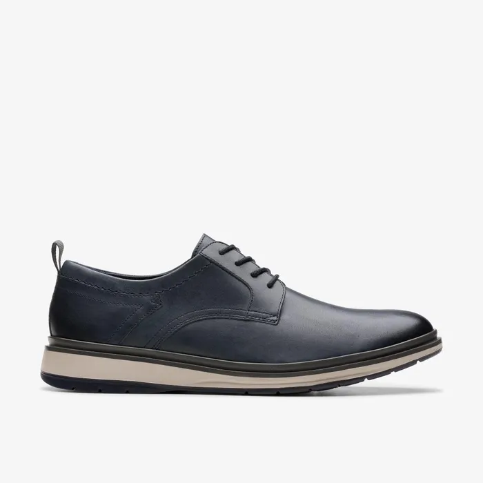 Chantry Lo Navy Leather Men Clarks Casual Dress Shoes