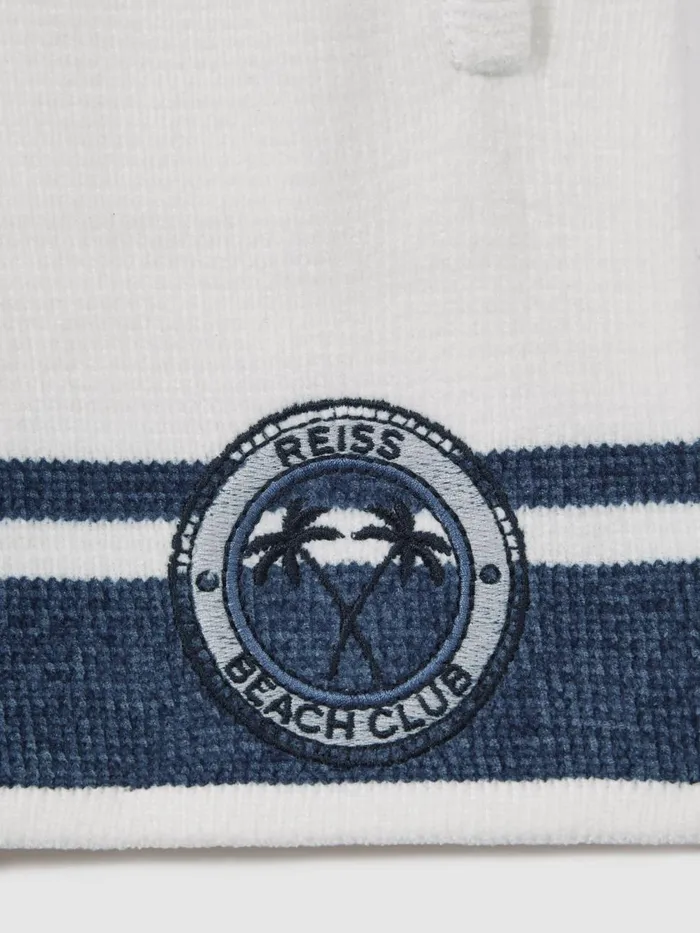 Children Reiss CoOrds Catch Velour Drawstring Shorts Optic Whiteairforce Blue