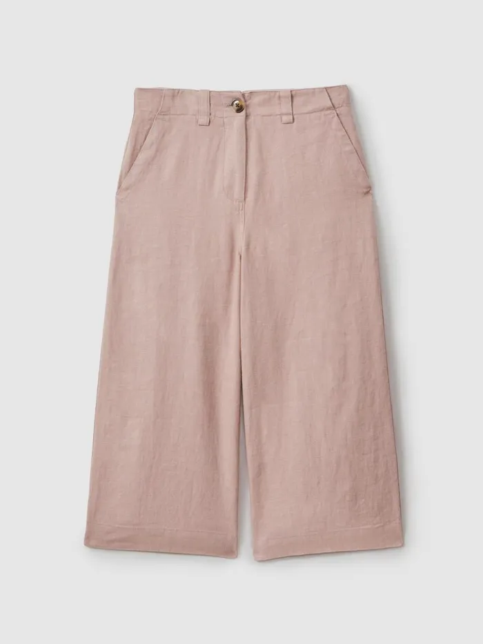 Children Reiss CoOrds Dani Linen Loose Fit Trousers Pink
