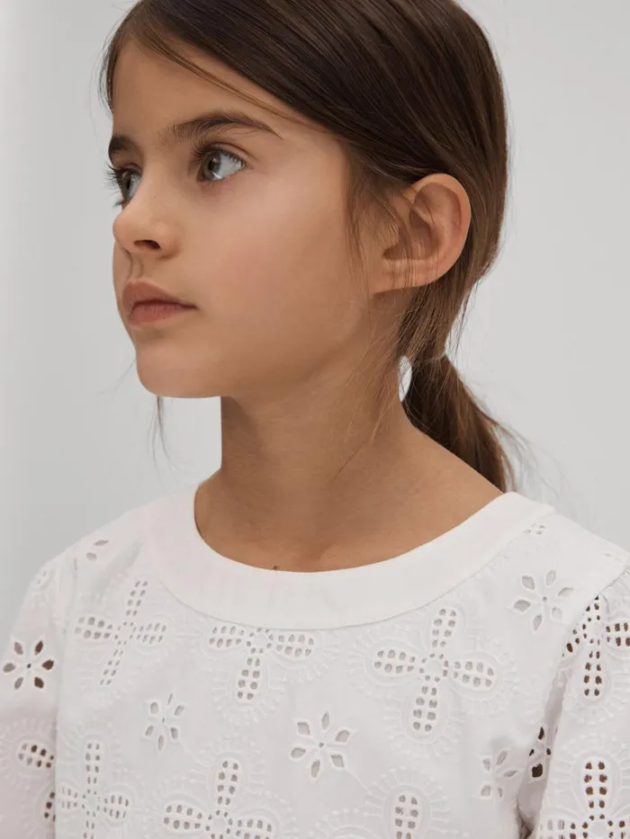 Children Reiss CoOrds Nella Cotton Broderie Lace Skirt Ivory