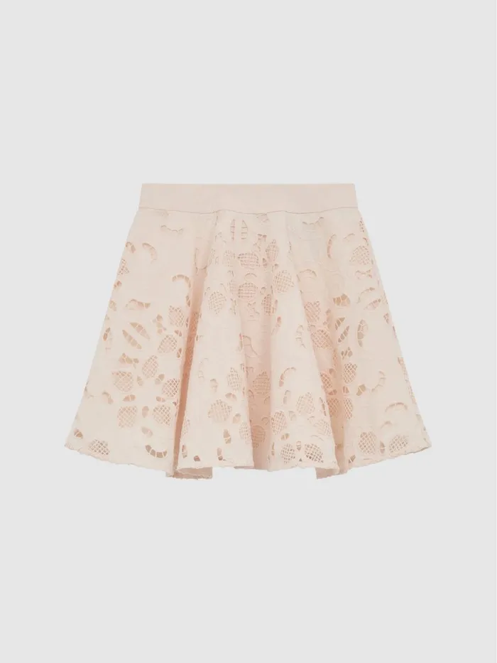 Children Reiss CoOrds Nella Lace High Rise Mini Skirt Pink