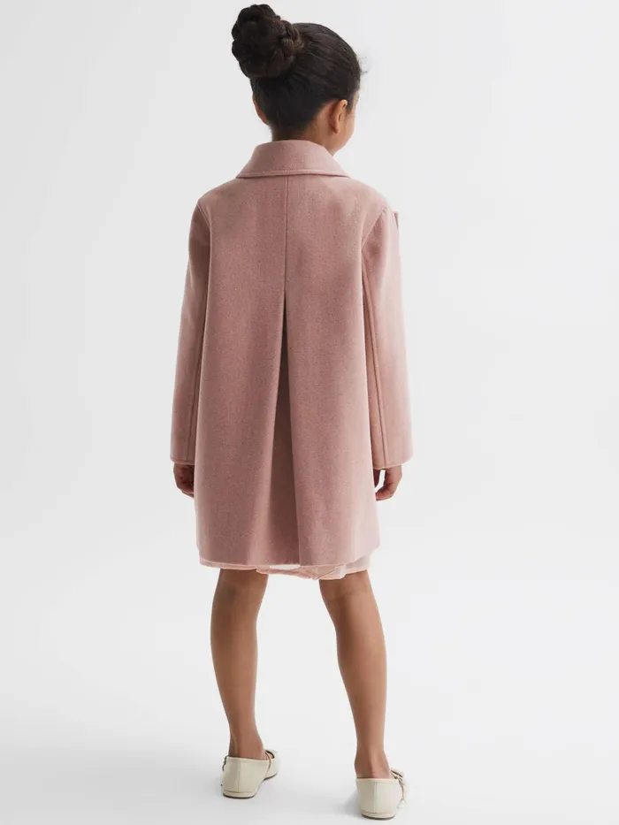 Children Reiss Coats and Jackets Amelia Wool Bow Detail Coat Pink