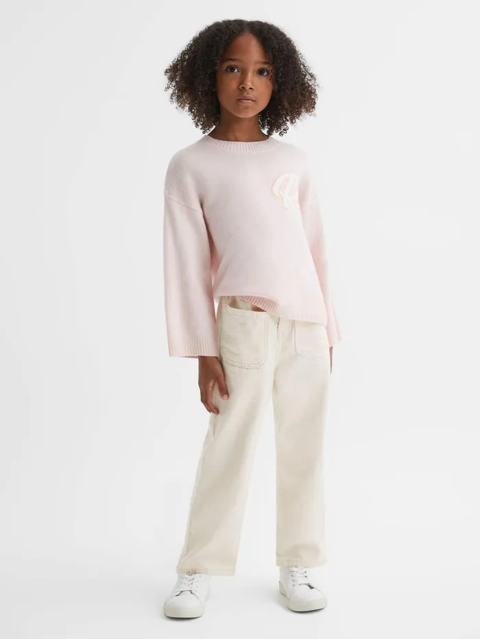 Children Reiss Jeans Elodie High Rise Elasticated Jeans Ecru