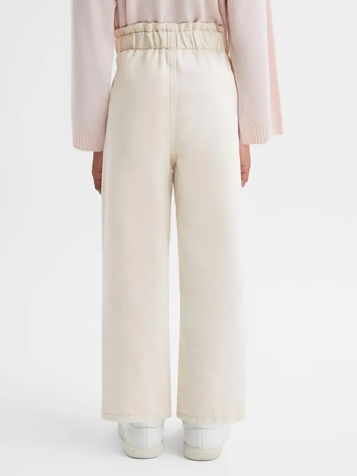 Children Reiss Jeans Elodie High Rise Elasticated Jeans Ecru