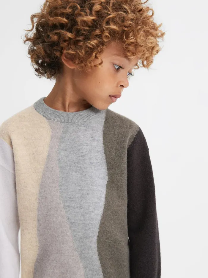 Children Reiss Knitwear Waters Fluffy Wool Crew Neck Jumper Mocha