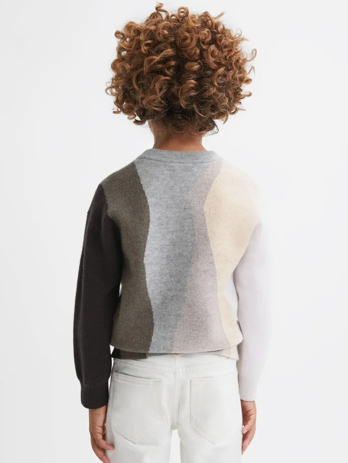 Children Reiss Knitwear Waters Fluffy Wool Crew Neck Jumper Mocha