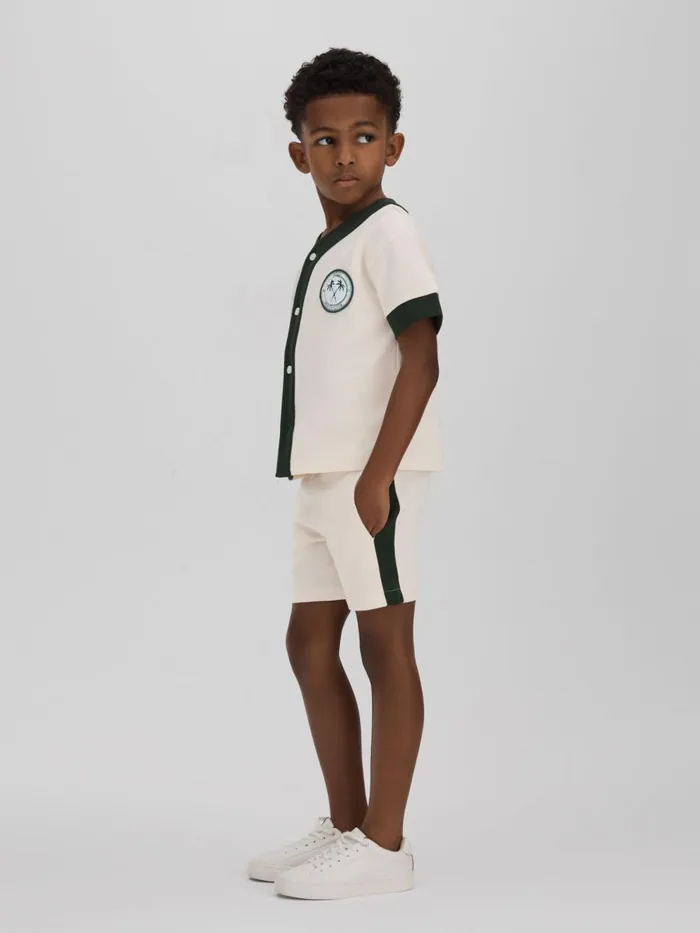Children Reiss Shirts Ark Textured Cotton Baseball Shirt Ecrugreen