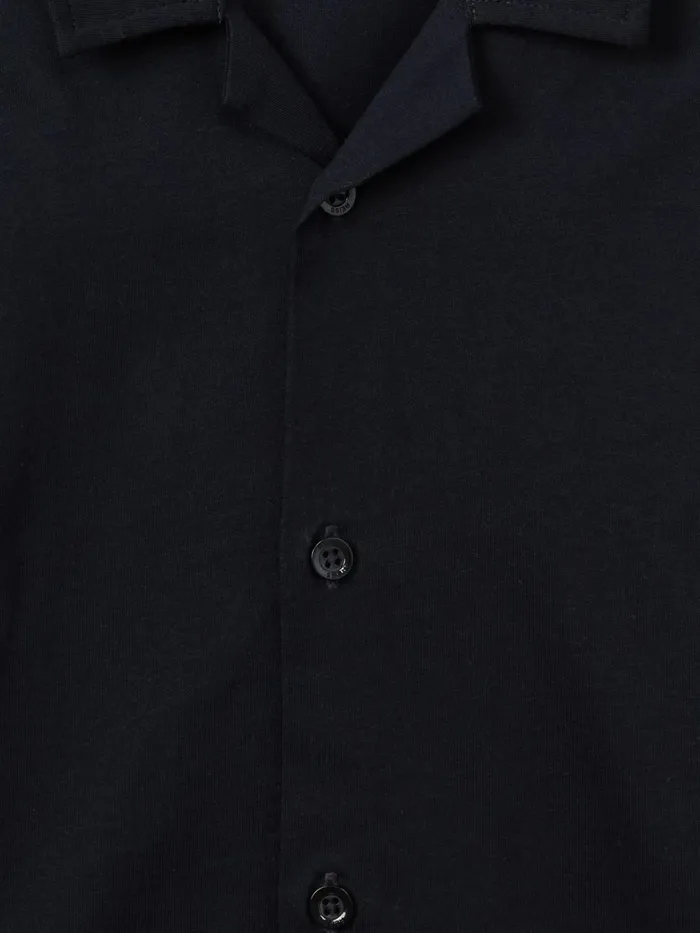 Children Reiss Shirts Caspa Cotton Cuban Collar Shirt Navy