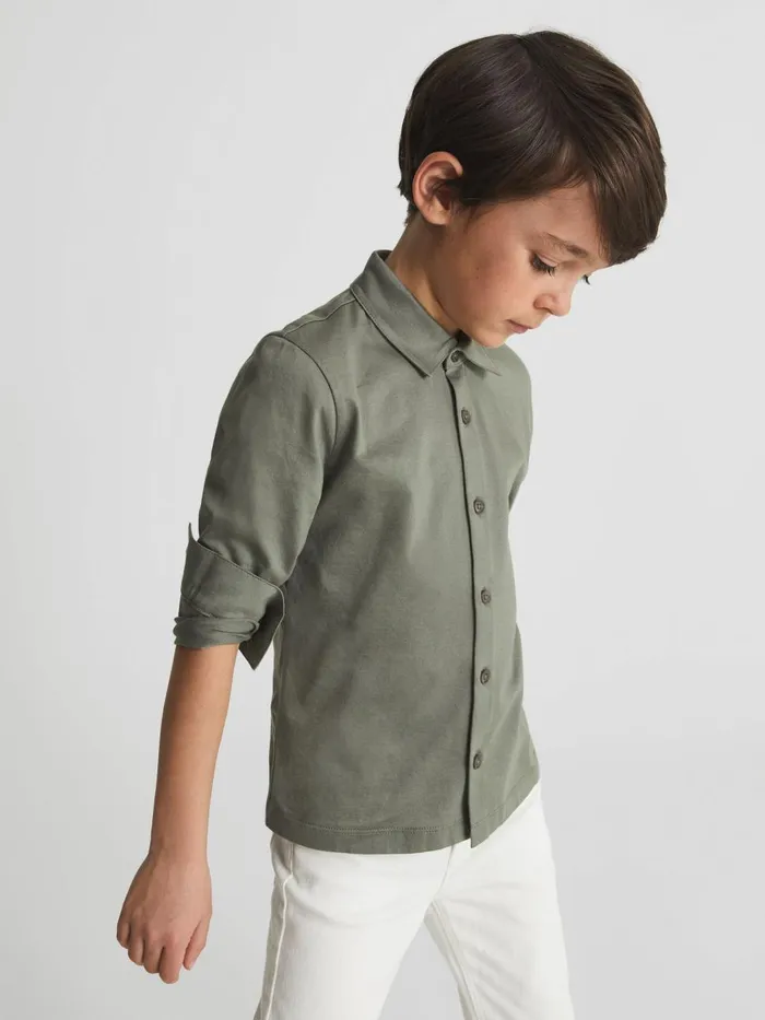 Children Reiss Shirts Hendon Junior Cotton Shirt Sage