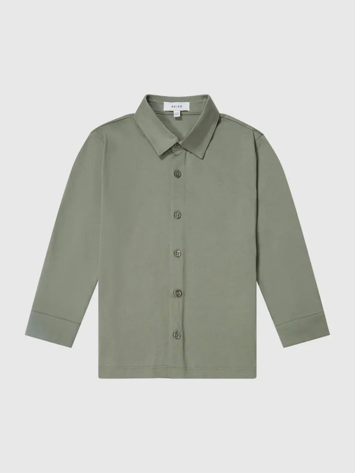 Children Reiss Shirts Hendon Junior Cotton Shirt Sage