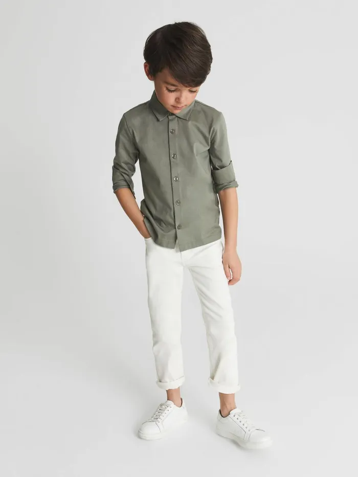 Children Reiss Shirts Hendon Junior Cotton Shirt Sage