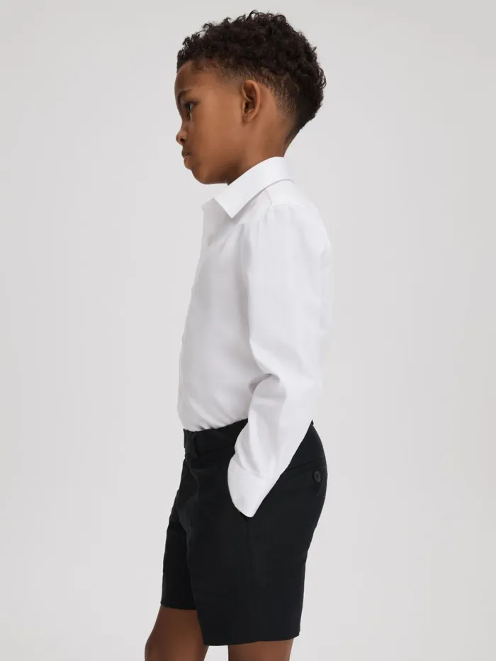 Children Reiss Shorts Kin Slim Fit Linen Adjustable Shorts Navy