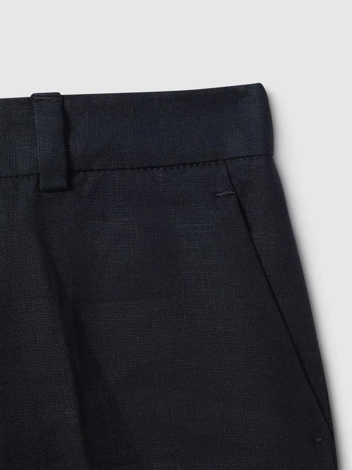 Children Reiss Shorts Kin Slim Fit Linen Adjustable Shorts Navy