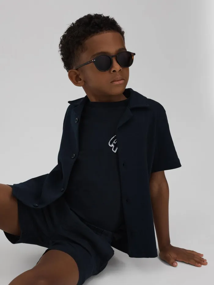 Children Reiss Sweats and Hoodies Acen Linen Drawstring Shorts Navy