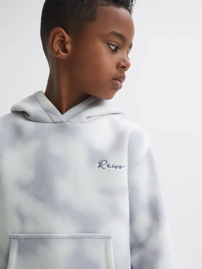 Children Reiss Sweats and Hoodies Melo Cotton Tie Dye Hoodie Blue