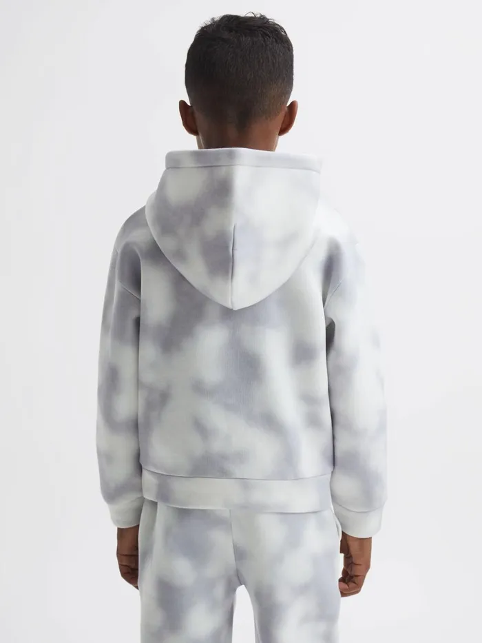 Children Reiss Sweats and Hoodies Melo Cotton Tie Dye Hoodie Blue