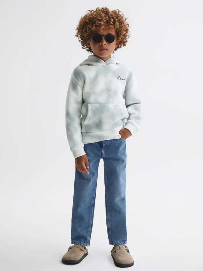 Children Reiss Sweats and Hoodies Melo Cotton Tie Dye Hoodie Sage