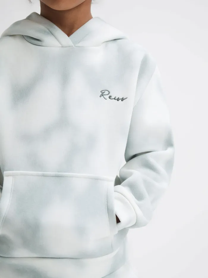 Children Reiss Sweats and Hoodies Melo Cotton Tie Dye Hoodie Sage