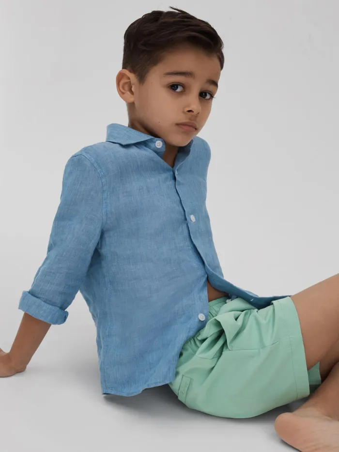 Children Reiss Swimwear Shore Plain Drawstring Waist Swim Shorts Aqua