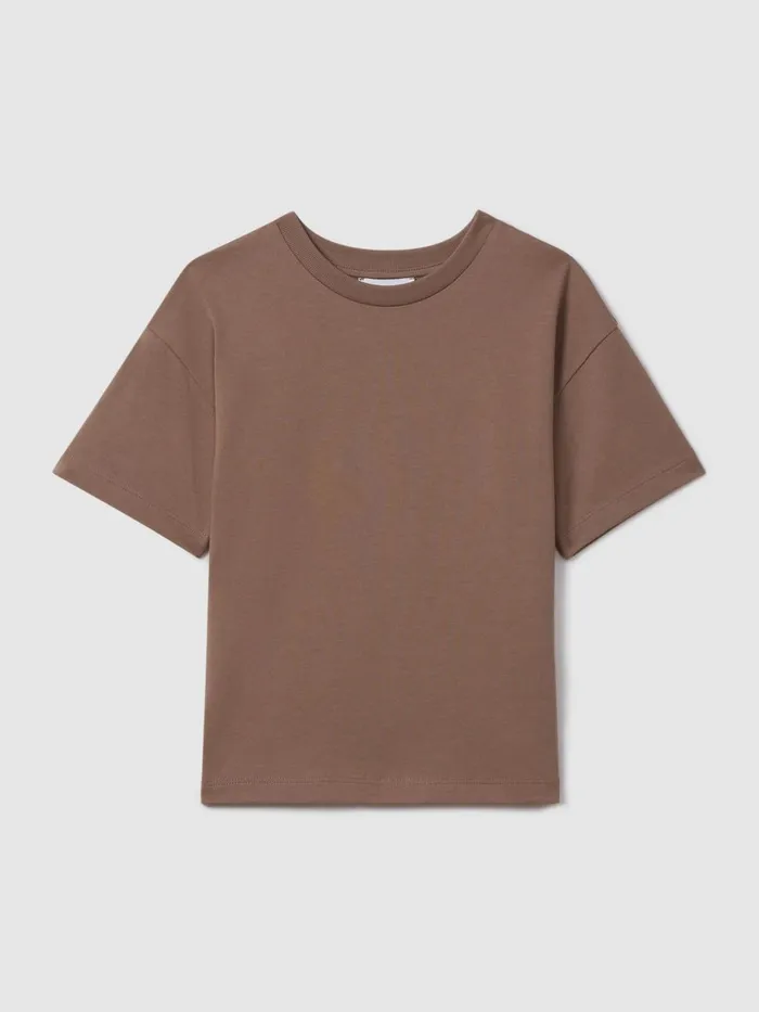 Children Reiss TShirts Selby Oversized Cotton Crew Neck TShirt Mocha
