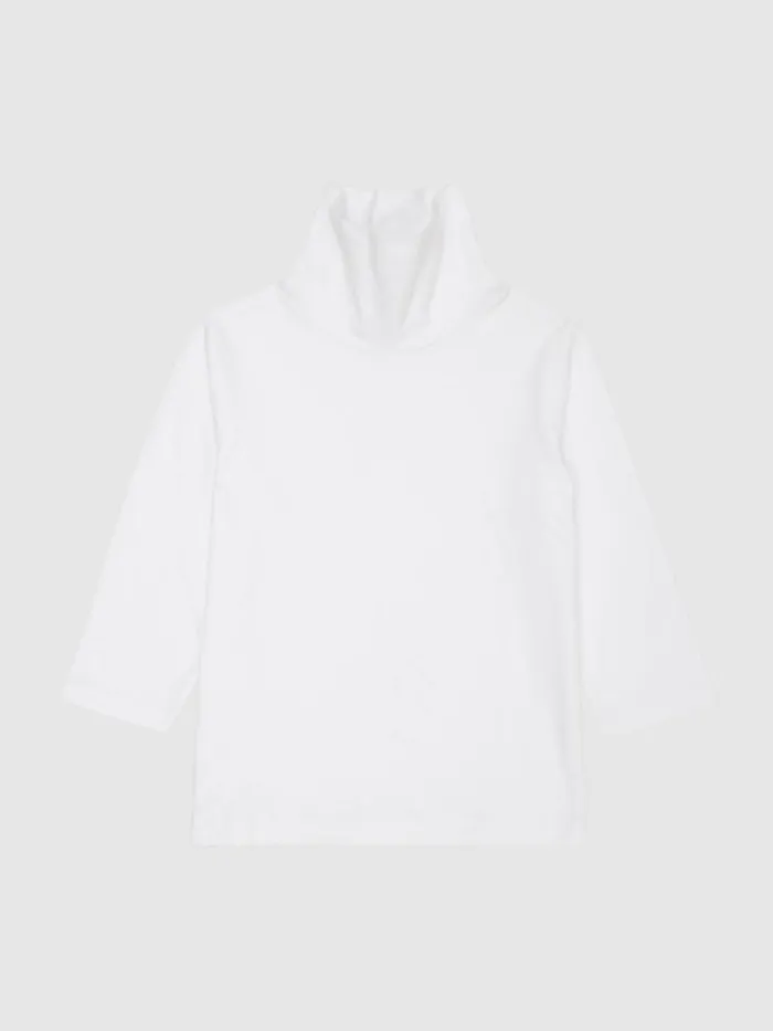 Children Reiss Tops and TShirts Carey Cotton Blend Roll Neck Top Ivory