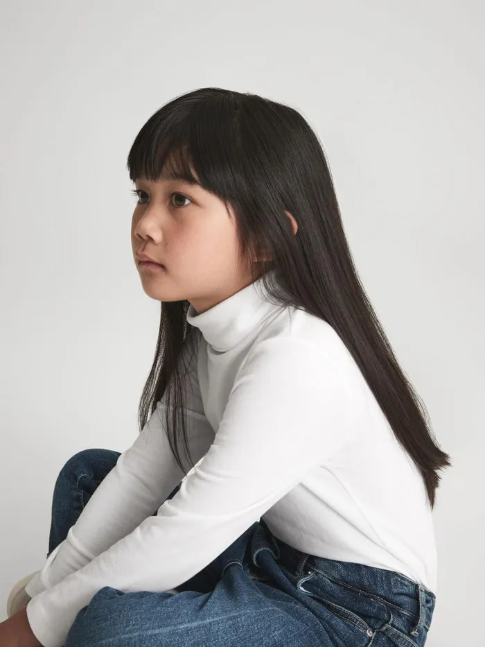 Children Reiss Tops and TShirts Carey Cotton Blend Roll Neck Top Ivory