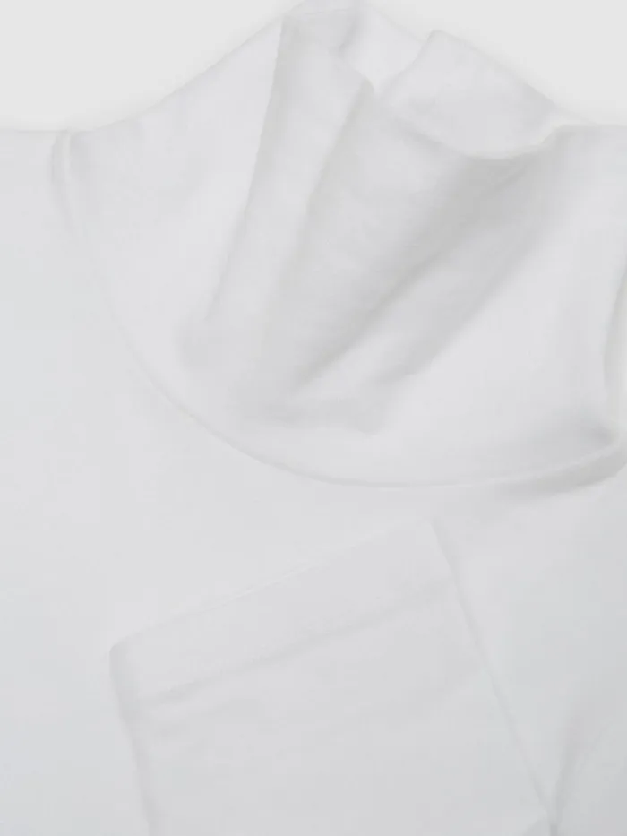 Children Reiss Tops and TShirts Carey Cotton Blend Roll Neck Top Ivory