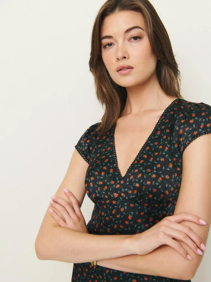 Clothing The Reformation Amellia Silk Dress Perla