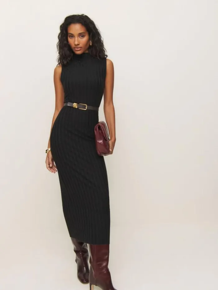 Clothing The Reformation Arabella Knit Dress Black