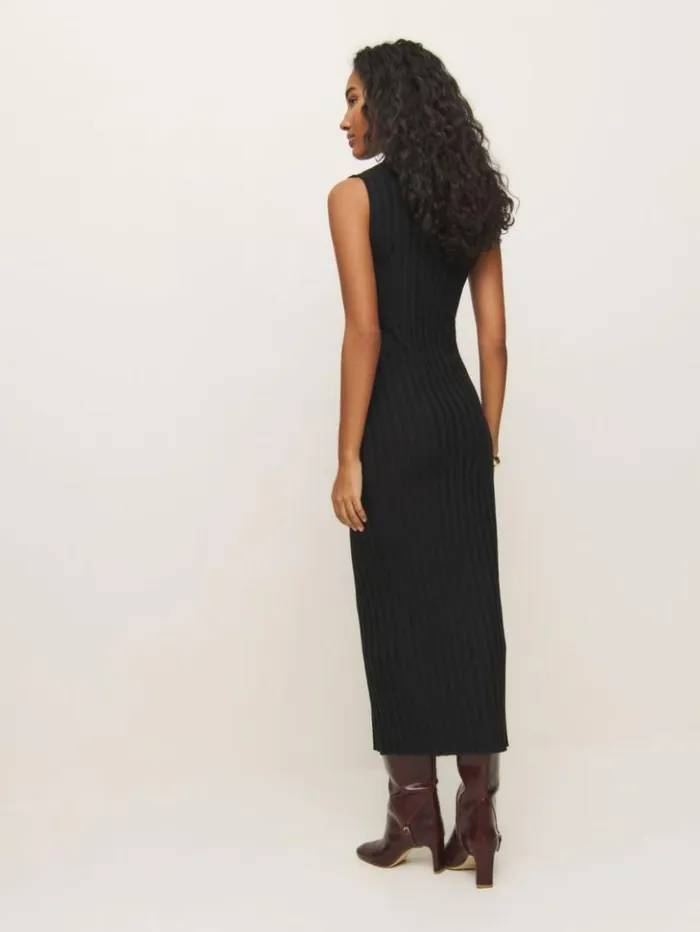 Clothing The Reformation Arabella Knit Dress Black