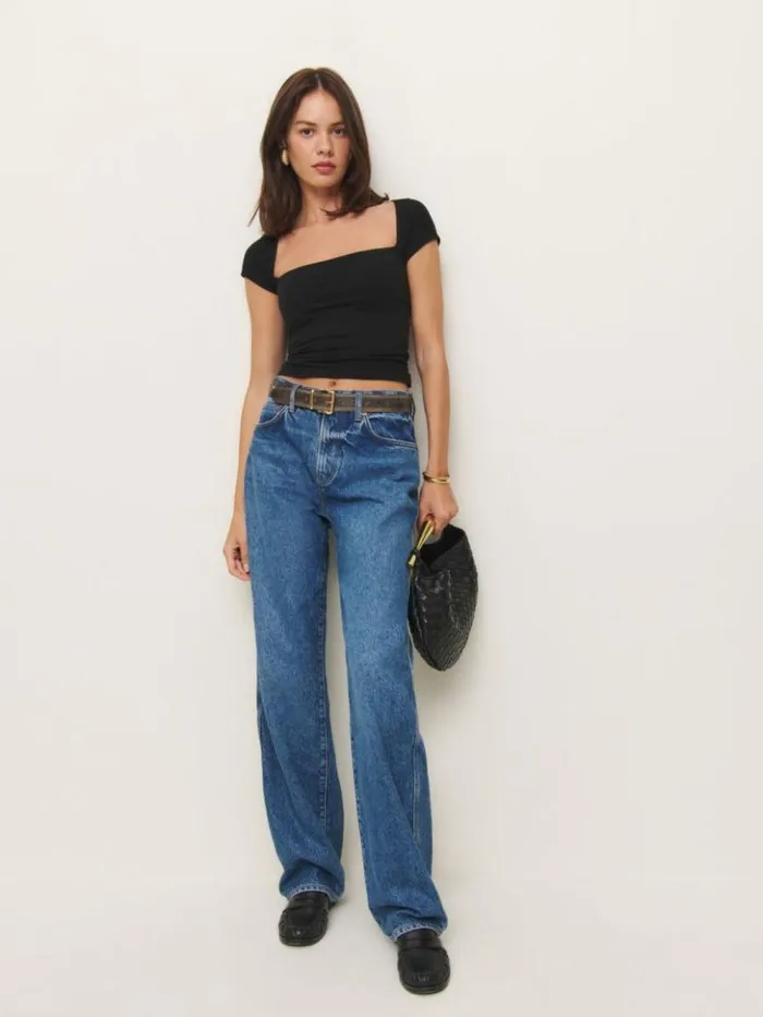 Clothing The Reformation Bardot Knit Top Black