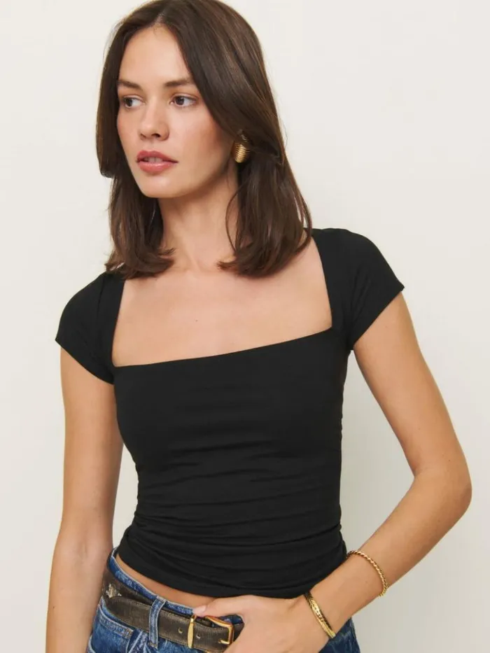 Clothing The Reformation Bardot Knit Top Black