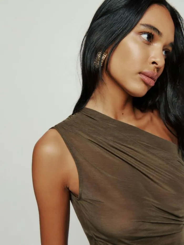 Clothing The Reformation Belle Knit Top Dark Olive