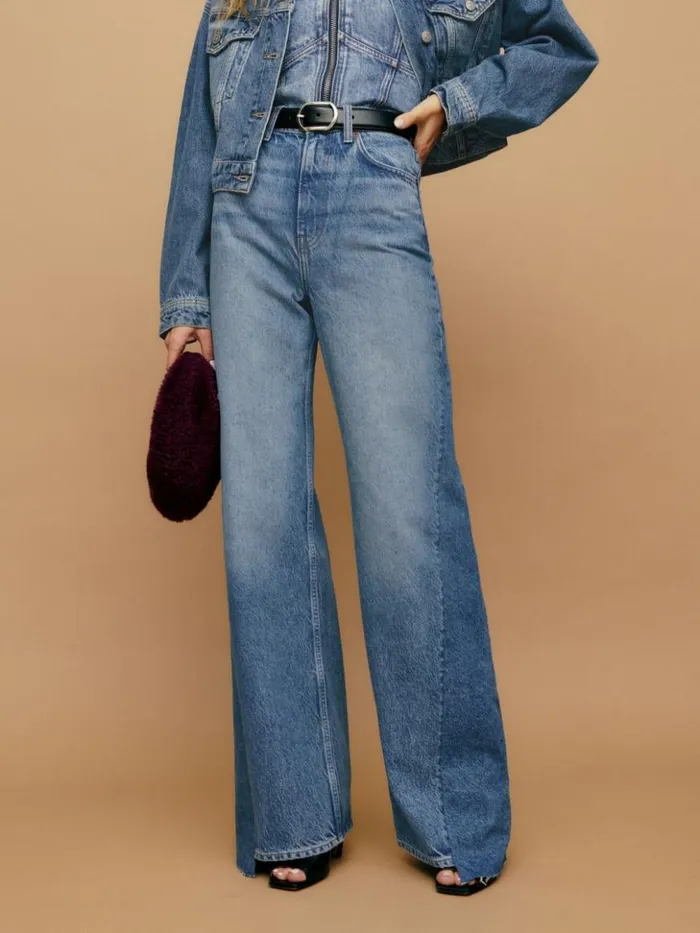 Clothing The Reformation Cary High Rise Slouchy Wide Leg Jeans Colorado Reworked