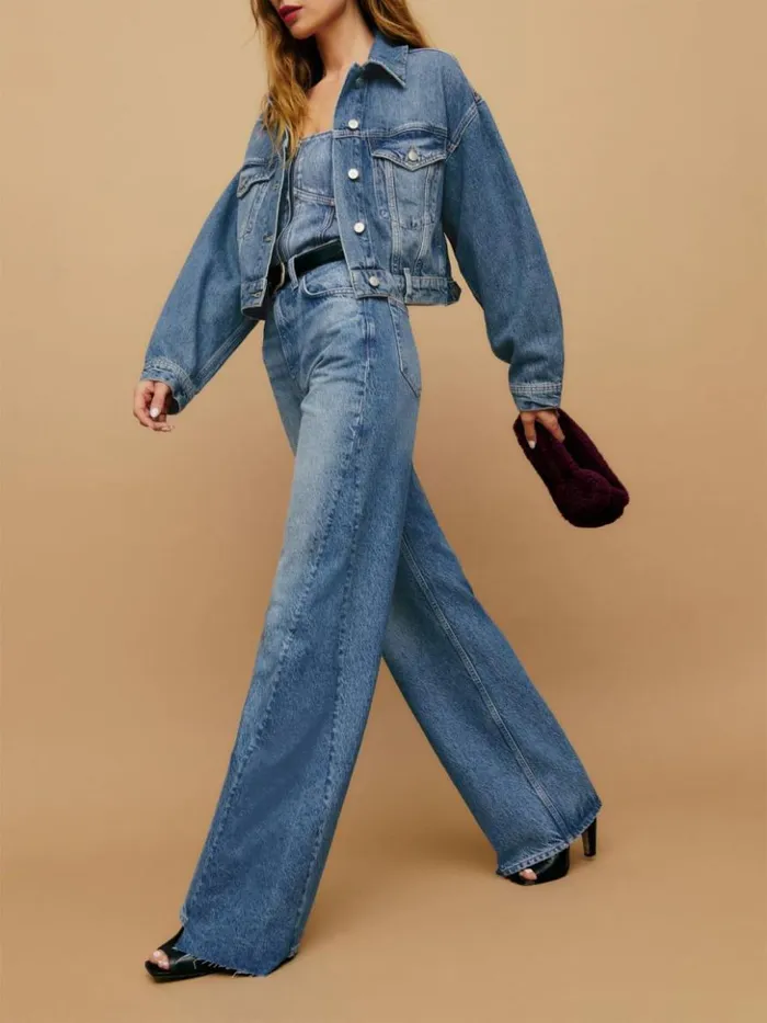 Clothing The Reformation Cary High Rise Slouchy Wide Leg Jeans Colorado Reworked