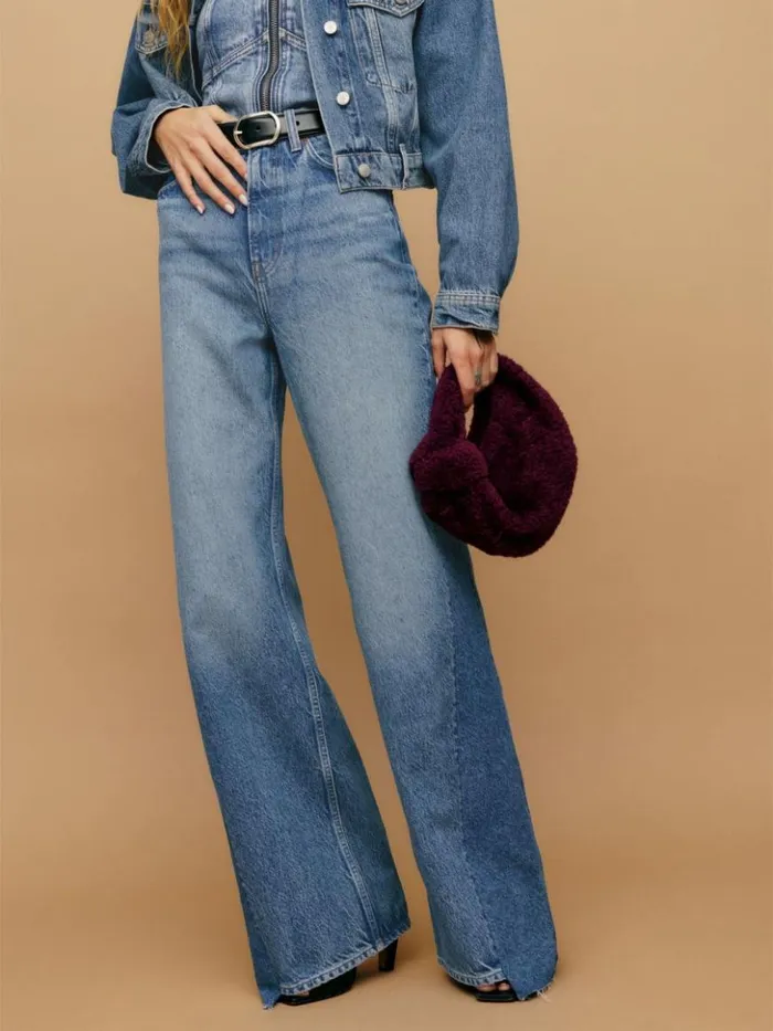 Clothing The Reformation Cary High Rise Slouchy Wide Leg Jeans Colorado Reworked