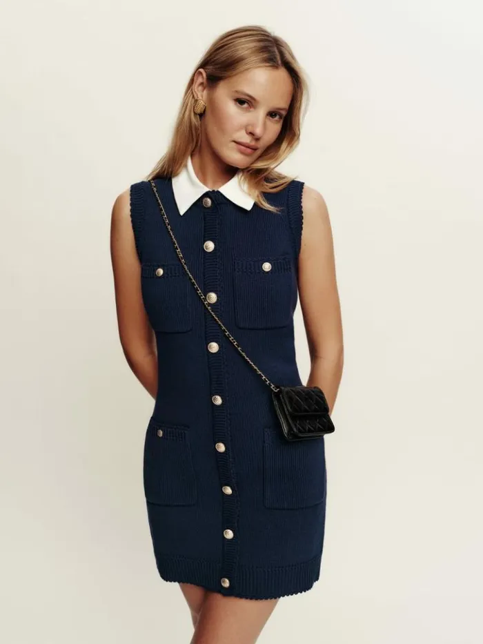 Clothing The Reformation Catalina Cotton Mini Dress Navy