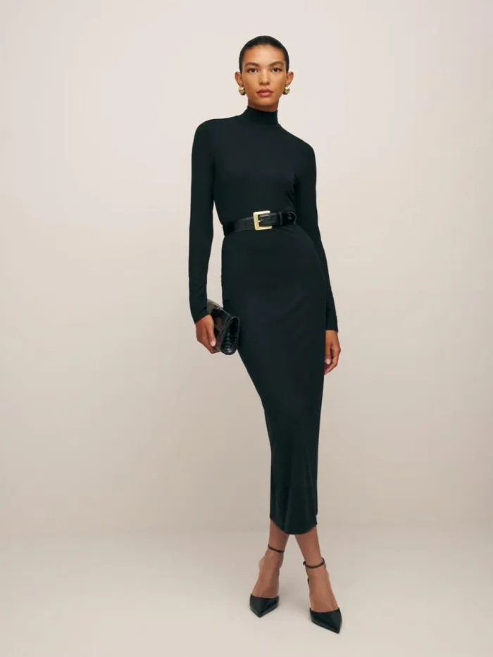 Clothing The Reformation Cherish Knit Dress Black