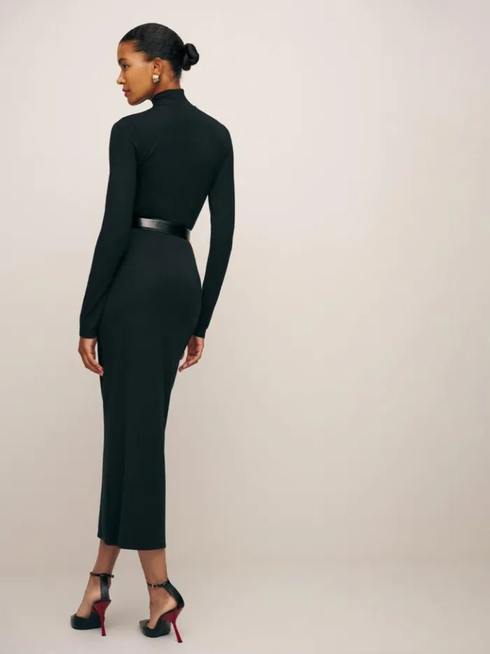 Clothing The Reformation Cherish Knit Dress Black