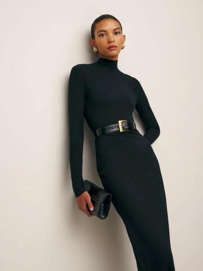 Clothing The Reformation Cherish Knit Dress Black