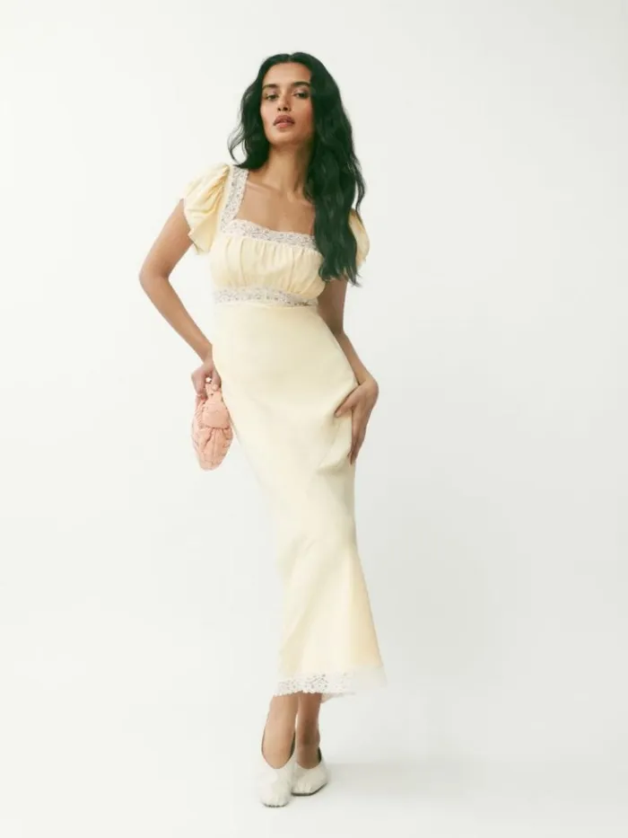 Clothing The Reformation Clarisse Silk Dress Sugar