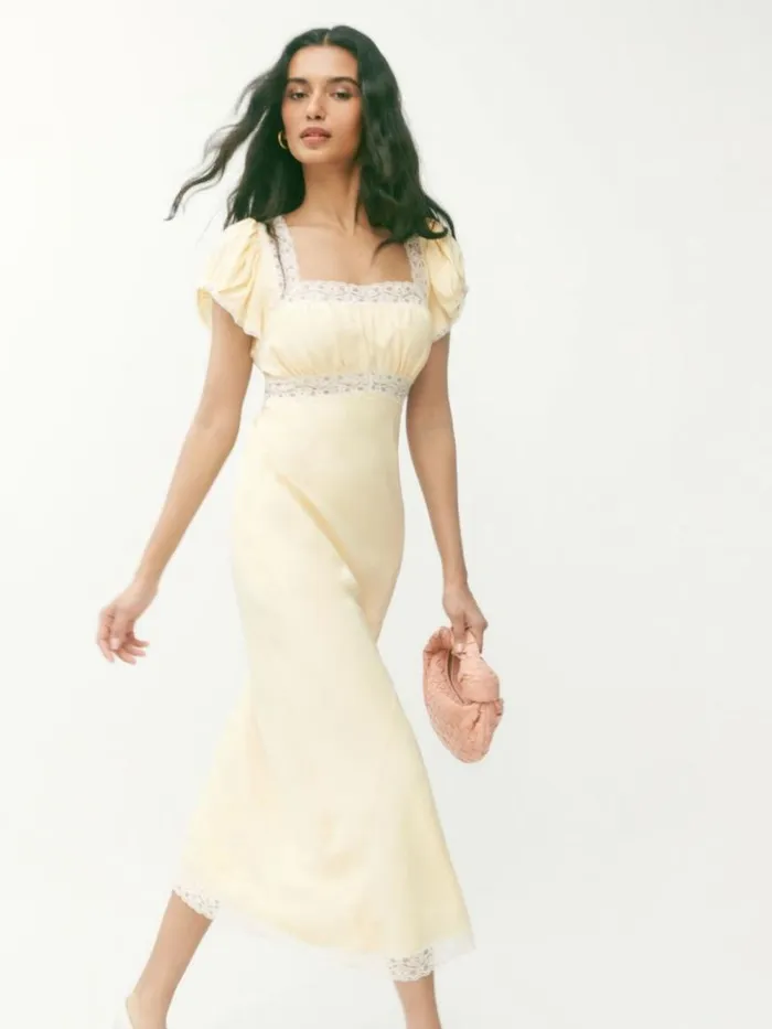 Clothing The Reformation Clarisse Silk Dress Sugar