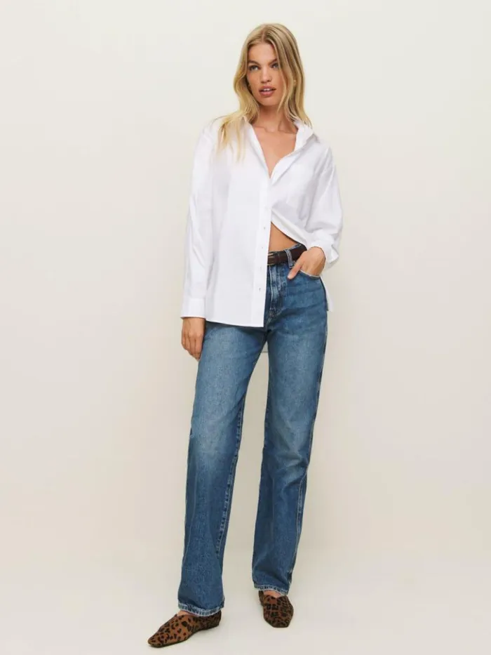 Clothing The Reformation Eli Oversized Shirt Bright White