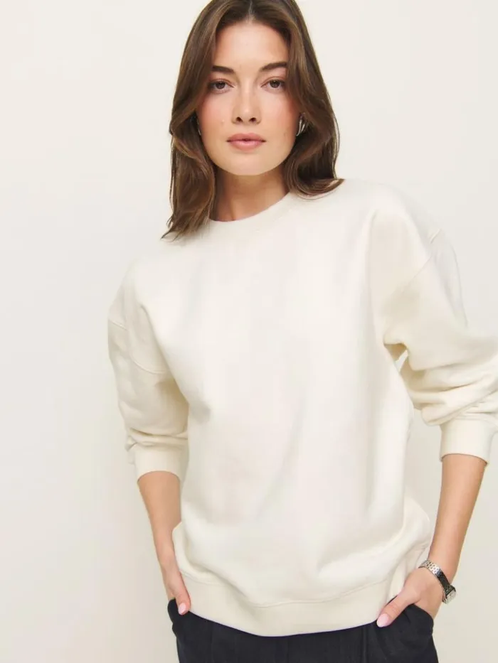 Clothing The Reformation Emma Classic Crewneck Sweatshirt Fior Di Latte