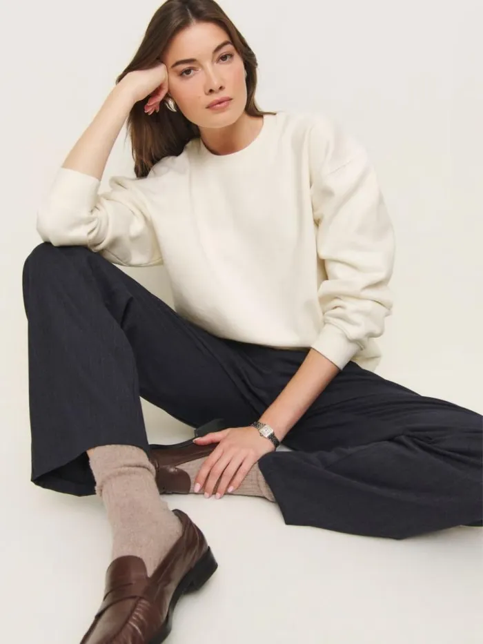 Clothing The Reformation Emma Classic Crewneck Sweatshirt Fior Di Latte